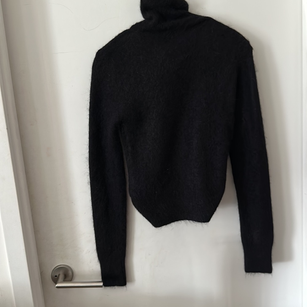 GANNI Alpaca Blend Black Cut out Turtleneck Wrap Sweater - Picture 11 of 11